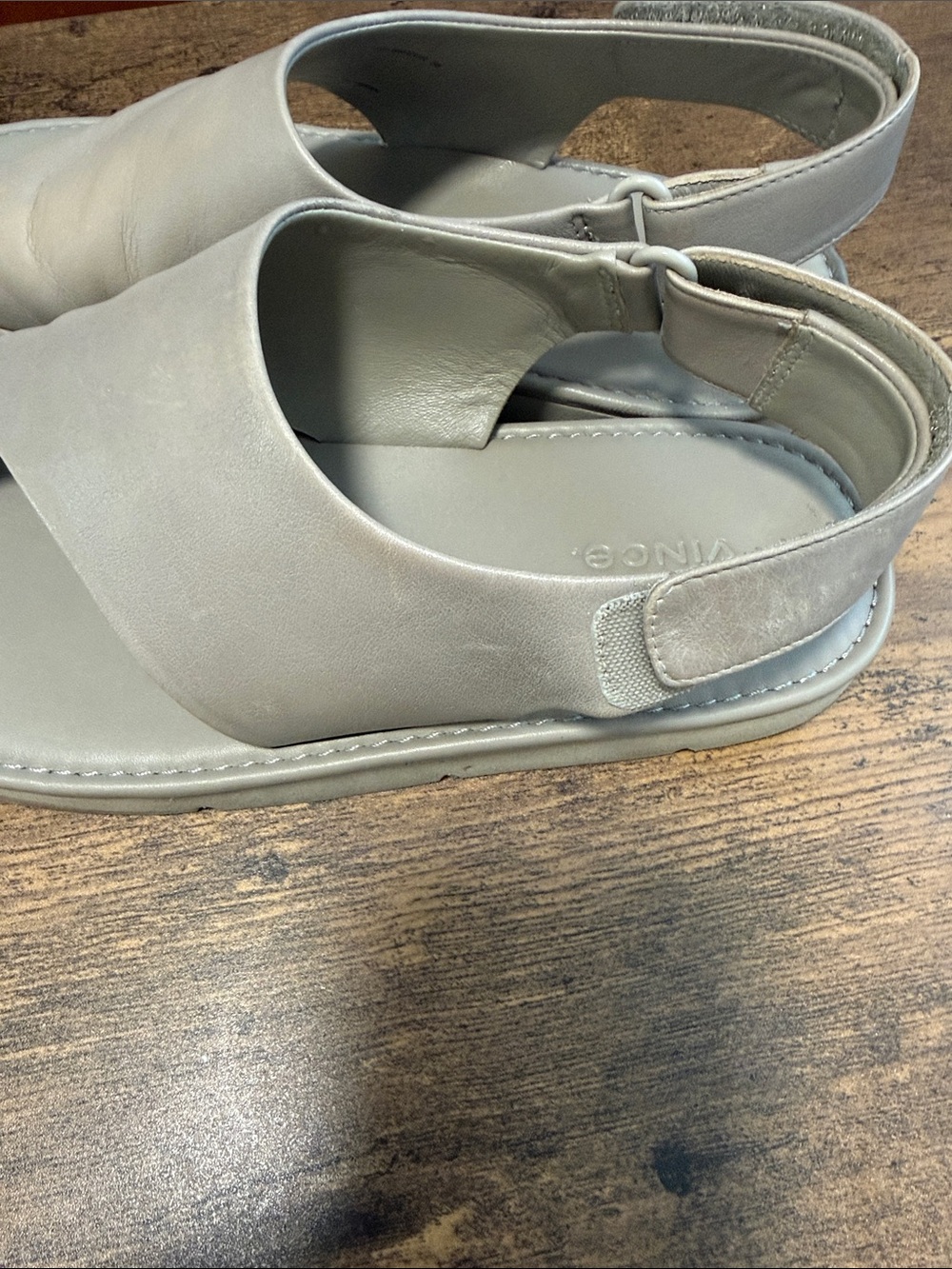Vince Taupe Leather Toe Loop Slingback Sandals